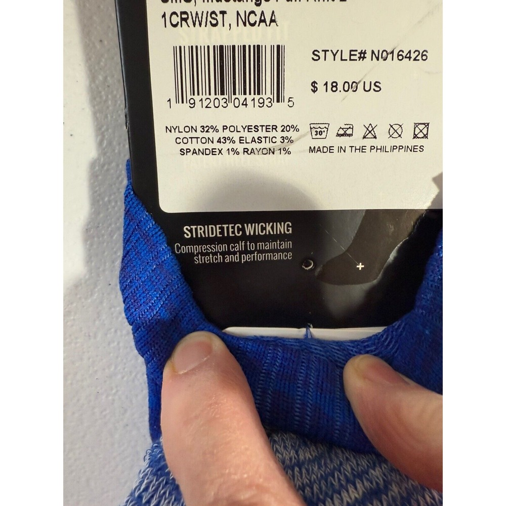 Mens Strideline SMU University Crew Socks New Sz M/L - Picture 3 of 3